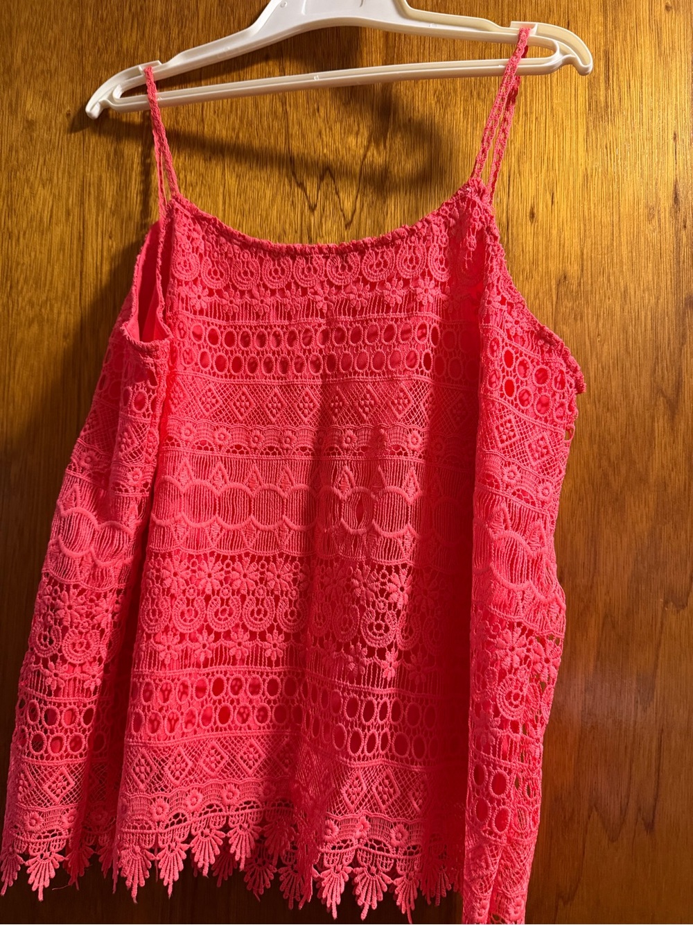 Lace Crochet Cami Tank Top - Hot Pink
